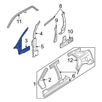 New OEM Right Body A-Pillar Reinforcement Fits, 2000-2007 Ford Focus - Part # YS4Z61025A00AA
