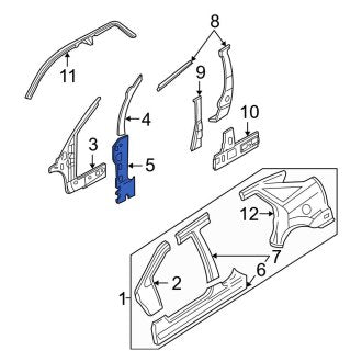 New OEM Left Lower Body A-Pillar Reinforcement Fits, 2000-2007 Ford Focus - Part # YS4Z5402039AA