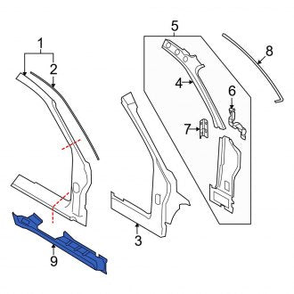 New OEM Left Rocker Panel Reinforcement Fits, 2008-2010 Ford Focus - Part # 8S4Z6310143A