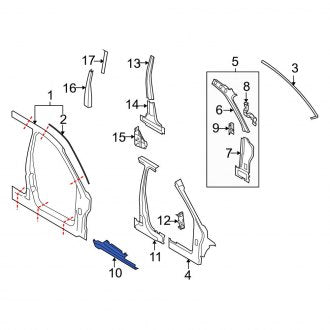 New OEM Left Rocker Panel Reinforcement Fits, 2008-2011 Ford Focus - Part # 8S4Z5410143A