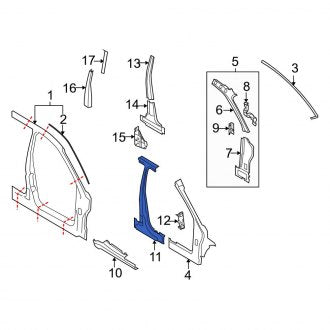 New OEM Right Body B-Pillar Fits, 2008-2011 Ford Focus - Part # 8S4Z5424300A