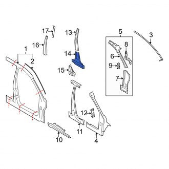 New OEM Front Left Lower Body B-Pillar Reinforcement Fits, 2008-2011 Ford Focus - Part # 8S4Z5420403A