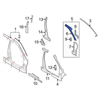 New OEM Left Upper Body A-Pillar Reinforcement Fits, 2008-2011 Ford Focus - Part # 8S4Z5402509A