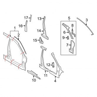 New OEM Left Body A-Pillar Reinforcement Fits, 2008-2011 Ford Focus - Part # 8S4Z5402039A