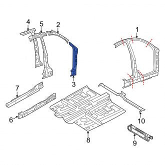 New OEM Right Body A-Pillar Reinforcement Fits, 2008-2009 Ford Taurus - Part # 8G1Z5402542A