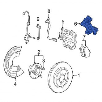 New OEM Rear Right Disc Brake Caliper Bracket Fits, 2005-2007 Ford Five Hundred - Part # 6F9Z2B511C