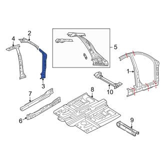New OEM Right Lower Body A-Pillar Reinforcement Fits, 2010-2012 Ford Taurus - Part # AG1Z5402542A