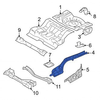 New OEM Rear Right Frame Side Member Fits, 2007-2012 Ford Fusion - Part # 9E5Z5410456C