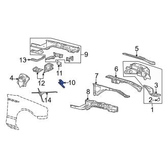 New OEM Front Right Inner Frame Side Member Reinforcement Fits, 2002-2005 Ford Thunderbird - Part # XW4Z54103A32AA