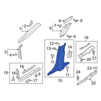 New OEM Right Lower Door Pillar Post Trim Set Fits, 2017-2020 Lincoln Continental - Part # GD9Z5424346AC