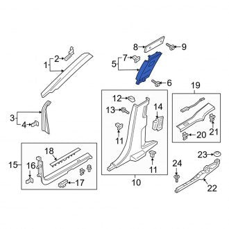 New OEM Right Lower Door Pillar Post Trim Set Fits, 2017-2020 Lincoln Continental - Part # GD9Z5424346BC