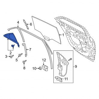 New OEM Rear Right Vent Window Assembly Fits, 2017-2020 Lincoln Continental - Part # GD9Z5426870C