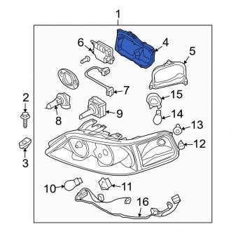 New OEM Front Left Headlight Bulb Cap Fits, 2003-2011 Lincoln Town Car - Part # 3W1Z13K046AC
