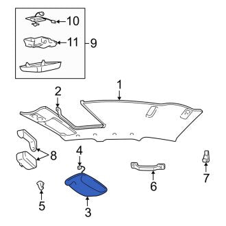 New OEM Front Left Sun Visor Fits, 2006-2008 Lincoln Town Car - Part # 6W1Z5404105AAA