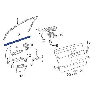 New OEM Front Right Inner Door Window Belt Weatherstrip Fits, 1998-2011 Lincoln Town Car - Part # 2W1Z5420569AA