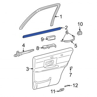 New OEM Rear Right Inner Door Window Belt Weatherstrip Fits, 1998-2011 Lincoln Town Car - Part # 2W1Z5425860AA