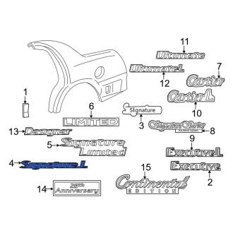 New OEM Rear Quarter Panel Emblem Fits, 2010-2011 Lincoln Town Car - Part # AE5Z54297A74A