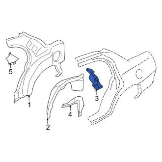 New OEM Rear Right Inner Quarter Panel Reinforcement Fits, 2003-2011 Lincoln Town Car - Part # 3W1Z54277A90AA