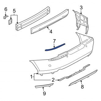 New OEM Front Left Bumper Trim Fits, 2003-2004 Lincoln LS - Part # 3W4Z17C829BA