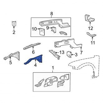 New OEM Front Right Outer Fender Rail Fits, 2000-2006 Lincoln LS - Part # XW4Z16060AA