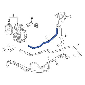New OEM Power Steering Return Hose Fits, 2000-2003 Lincoln LS - Part # XW4Z3A713AC