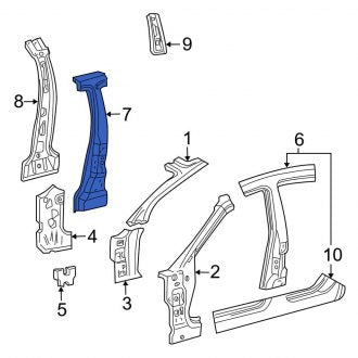 New OEM Right Body B-Pillar Reinforcement Fits, 2000-2006 Lincoln LS - Part # 3W4Z5424382AA