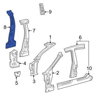 New OEM Left Inner Body B-Pillar Fits, 2003-2006 Lincoln LS - Part # 3W4Z5424301AA