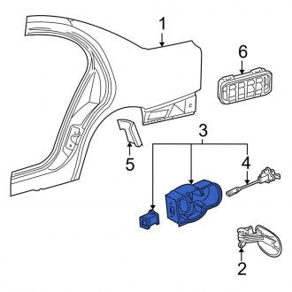 New OEM Rear Fuel Filler Housing Fits, 2004-2006 Lincoln LS - Part # 6W4Z5427936A