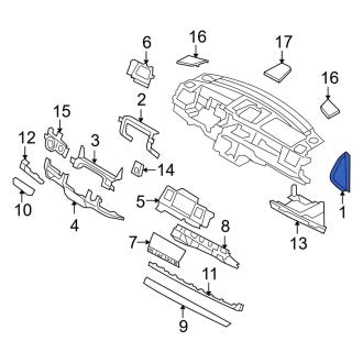 New OEM Right Instrument Panel Side Cover Fits, 2010-2012 Lincoln MKS - Part # 8A5Z5404334AA