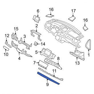 New OEM Right Instrument Panel Molding Fits, 2010-2012 Lincoln MKS - Part # AA5Z5404388BA