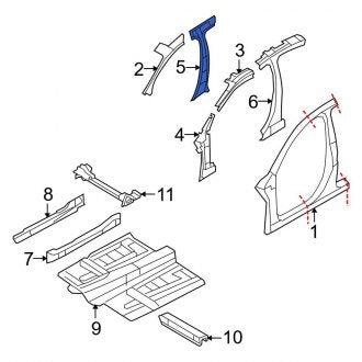New OEM Right Inner Body B-Pillar Fits, 2009-2016 Lincoln MKS - Part # DA5Z5424300B
