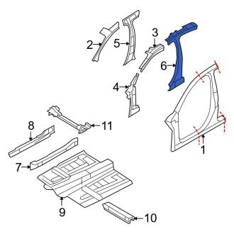 New OEM Left Body B-Pillar Reinforcement Fits, 2009-2016 Lincoln MKS - Part # DA5Z5424383A