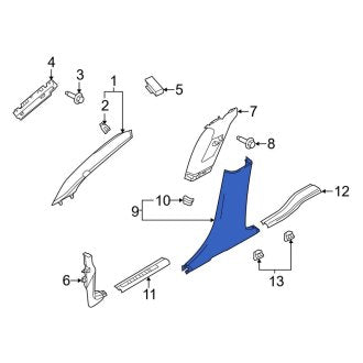 New OEM Right Upper Door Pillar Post Trim Set Fits, 2013-2016 Lincoln MKS - Part # DA5Z5424356AA