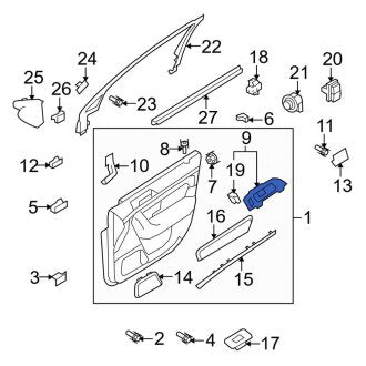 New OEM Front Right Inner Interior Door Handle Fits, 2013-2016 Lincoln MKS - Part # DA5Z5422600AA