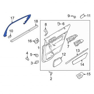 New OEM Rear Right Door Reveal Molding Fits, 2009-2016 Lincoln MKS - Part # 8A5Z5425504AA