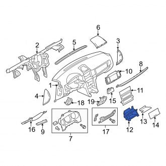 New OEM Instrument Panel Storage Compartment Fits, 2010-2012 Lincoln MKZ - Part # AH6Z5404608BB