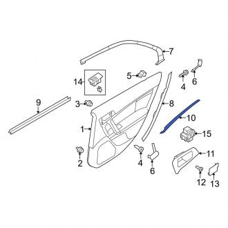 New OEM Front Left Inner Door Trim Molding Fits, 2010-2012 Lincoln MKZ - Part # AH6Z54239A01CA