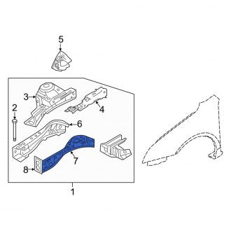 New OEM Front Right Fender Rail Reinforcement Fits, 2011-2012 Lincoln MKZ - Part # 6E5Z5410008A