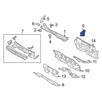 New OEM Cowl Panel Reinforcement Fits, 2011-2012 Lincoln MKZ - Part # 9E5Z5401714A