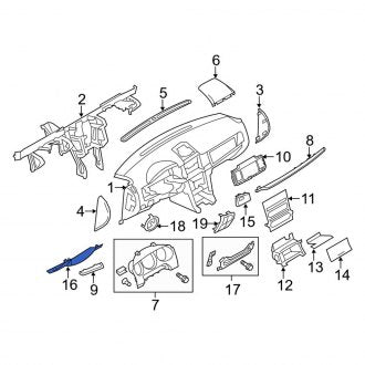 New OEM Instrument Panel Knee Bolster Fits, 2011-2012 Lincoln MKZ - Part # BH6Z5404459BA