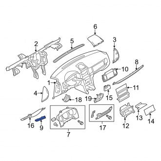 New OEM Left Instrument Panel Molding Fits, 2010-2012 Lincoln MKZ - Part # AH6Z54044A91CA