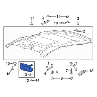 New OEM Right Sun Visor Fits, 2017-2020 Lincoln MKZ - Part # HS7Z5404104FG