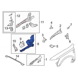 New OEM Front Left Fender Apron Assembly Fits, 2012-2019 Lincoln MKT - Part # DE9Z16055B