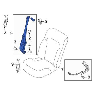 New OEM Center Left Seat Belt Lap and Shoulder Belt Fits, 2010-2012 Lincoln MKT - Part # AE9Z74611B69AD
