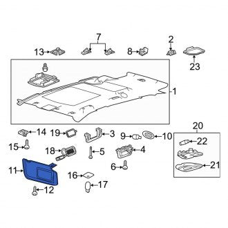 New OEM Left Sun Visor Fits, 2010-2012 Lincoln MKT - Part # CE9Z7404105AA