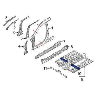 New OEM Front Floor Pan Crossmember Fits, 2010-2012 Lincoln MKT - Part # AE9Z7410672A