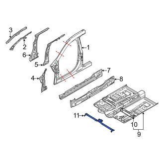 New OEM Front Floor Pan Crossmember Fits, 2013-2019 Lincoln MKT - Part # DA8Z7410672A