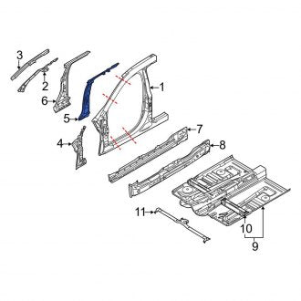 New OEM Left Inner Body B-Pillar Fits, 2010-2019 Lincoln MKT - Part # AE9Z7424301A