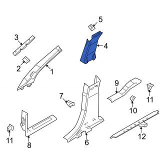 New OEM Right Upper Door Pillar Post Trim Set Fits, 2013-2019 Lincoln MKT - Part # AE9Z7424356AB