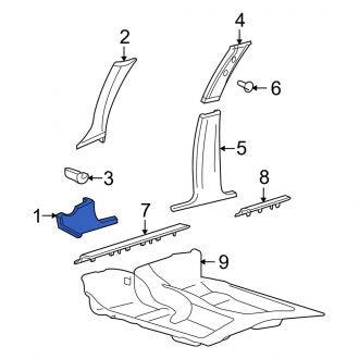 New OEM Right Kick Panel Trim Fits, 2003-2005 Mercury Grand Marquis - Part # 3W7Z5402344AAC